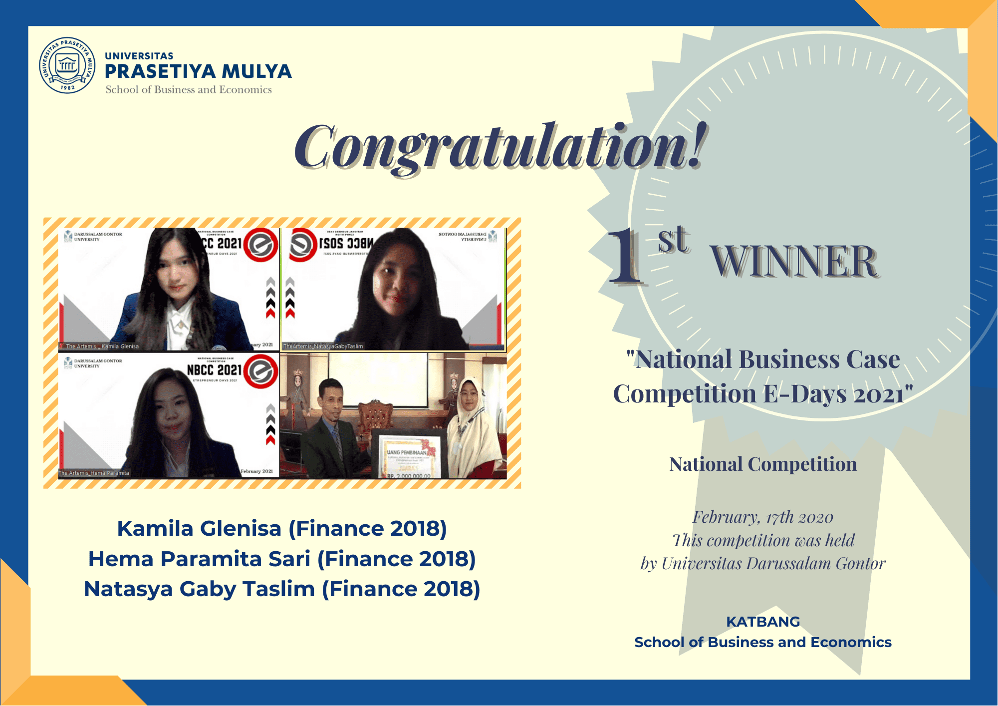 [PRESTASI] JUARA 1 NATIONAL BUSINESS CASE COMPETITION EDAYS 2021